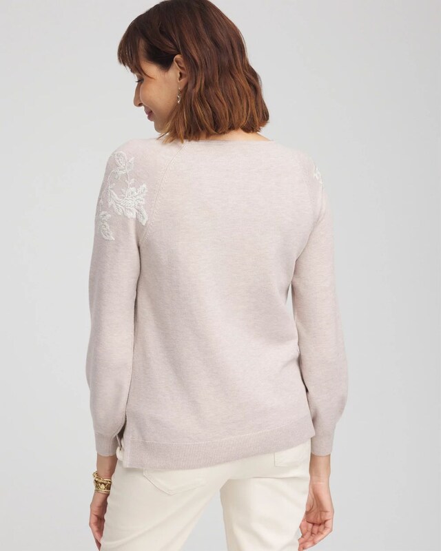 Embroidered Boatneck Sweater - image 3